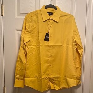 Hi-Tie Mustard Yellow Long Sleeve Dress Shirt…size M